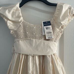 Ralph Lauren silk Elegant Cream Easter smocked dress Kids 6 girls orig $450